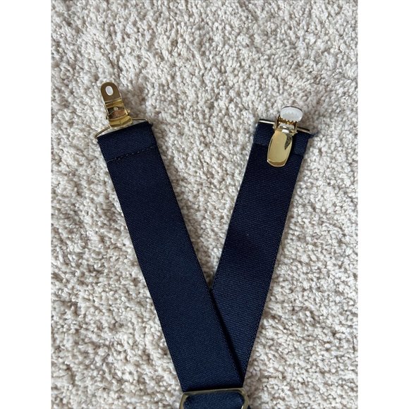 LOT of 3 pairs Mens Suspenders clip metal solid red blue Navy - Picture 4 of 11